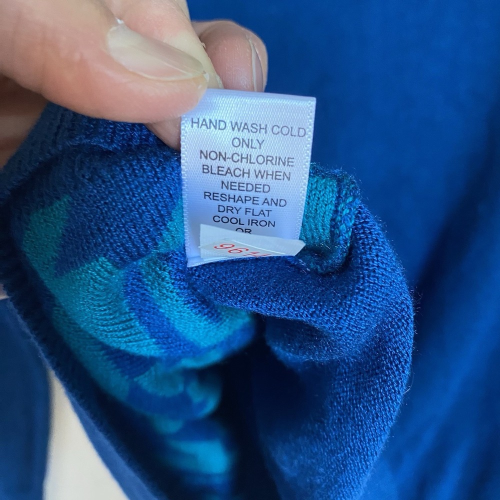 Banana Republic Silk Blend Cardigan Women L Blue Houndstooth Academia Retro Twee - Picture 8 of 8